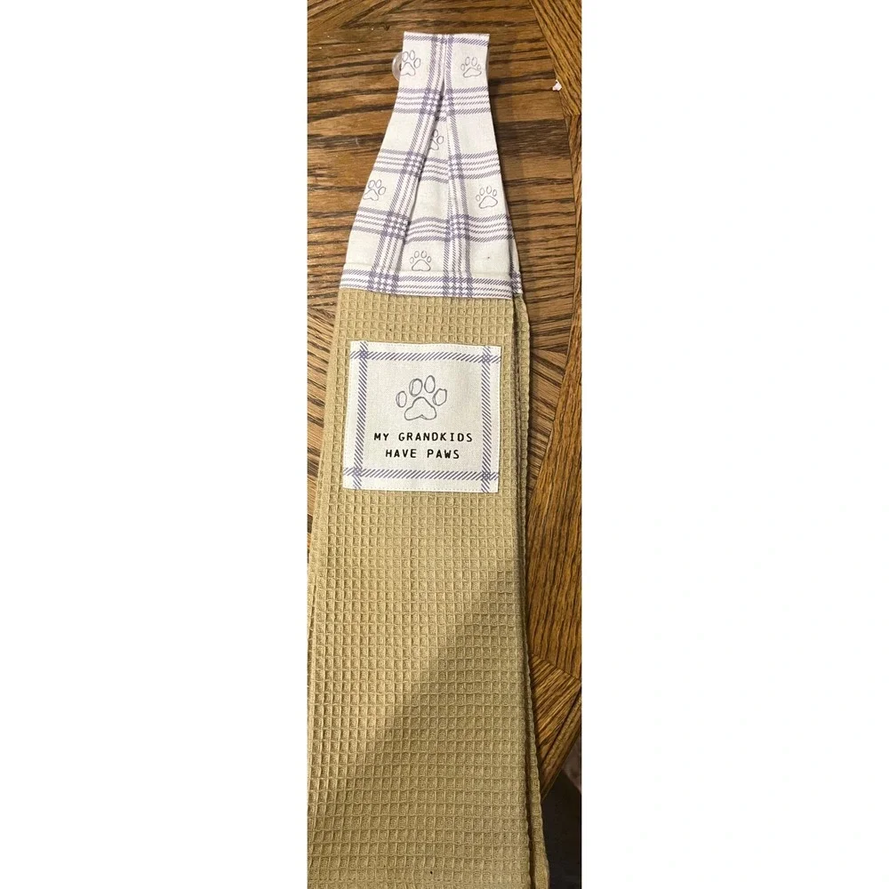 over the shoulder Kitchen Towel My Grandkids Have Paws Dog‎ Lover Gift Tan